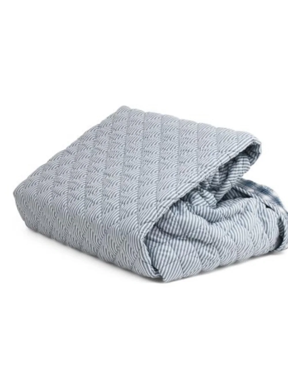 Brooks Brothers Navy and White Plaid Reversible Quilt Set